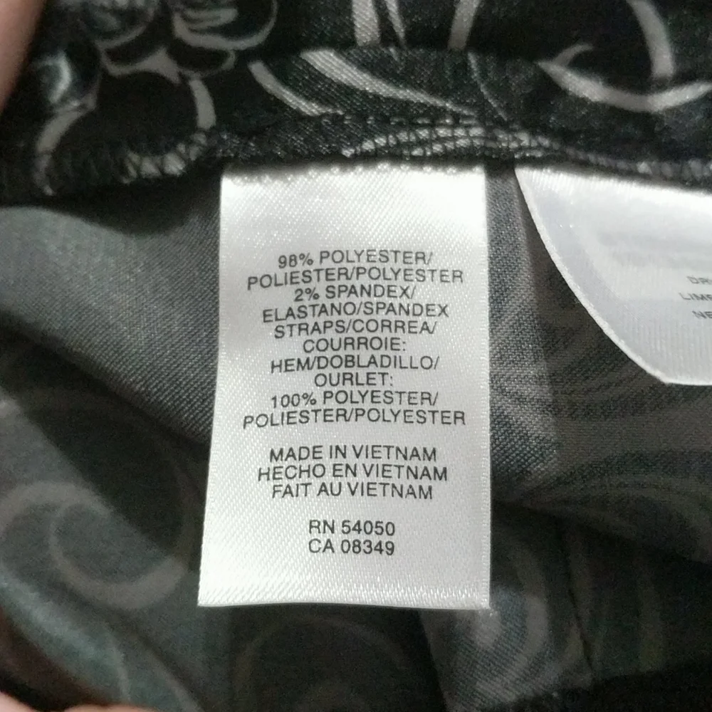 Jones Wear Dress Black Silver Swirl Mini Dress - size 16 - NWT